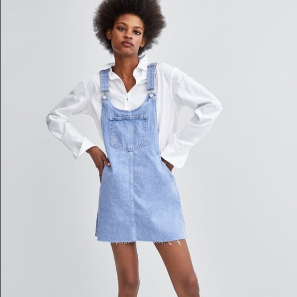 denim pinafore dress zara